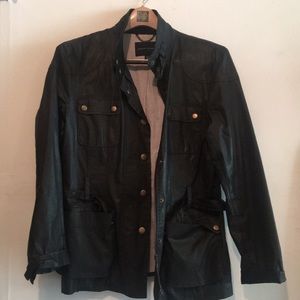 Banana Republic Black Waxed Cotton Coat